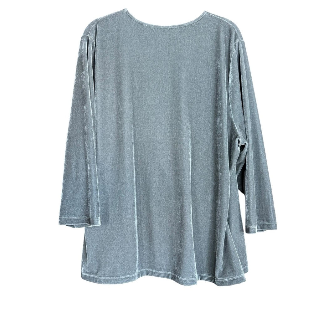 Soft Surroundings Gray Velvet Draped Ruched Front Top Women’s 3X - Picture 7 of 13